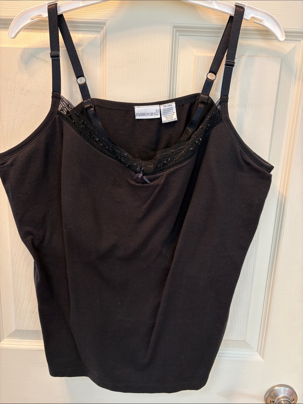 Fashion Bug Black Beaded Lace-Trim Camisole